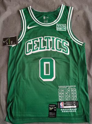 Boston Celtics Tatum 0 75th Anniversary jersey green player version